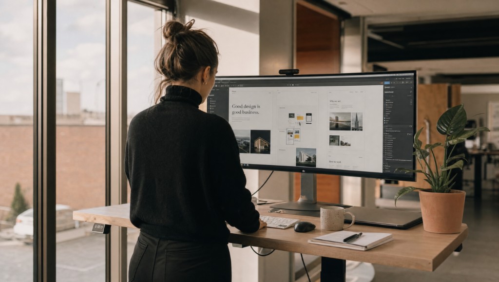 Team reviewt ausgedruckte Designlayouts gemeinsam.